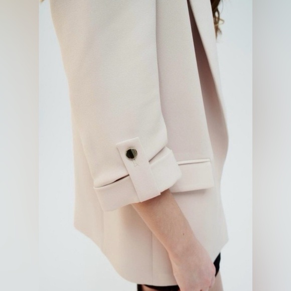 NWT Zara Open Front Roll Sleeve Blazer in Sand size Medium - Picture 3 of 9